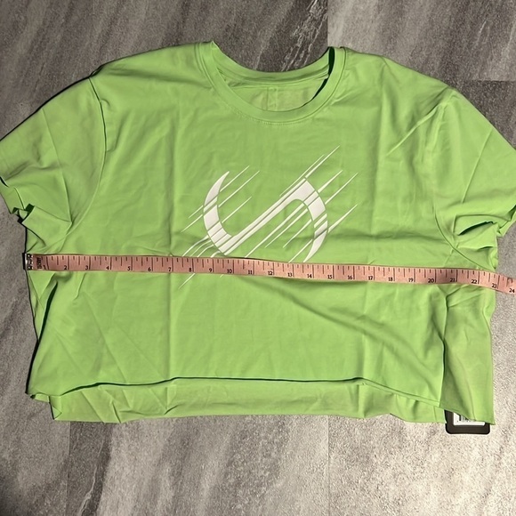 TLF Lift Oversized Gym Crop Tee Neon Lime White Large raw edge - Picture 10 of 14